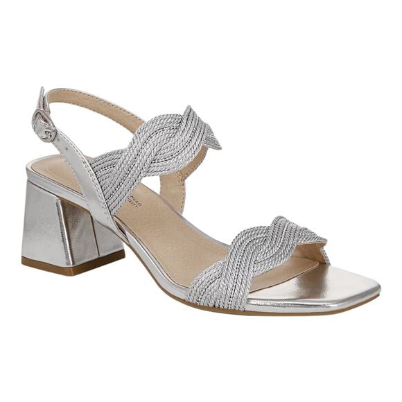 LifeStride Women's Charnelle Angled Heel Slingback Sandals Silver Size 7 1/2 - Picture 1 of 4
